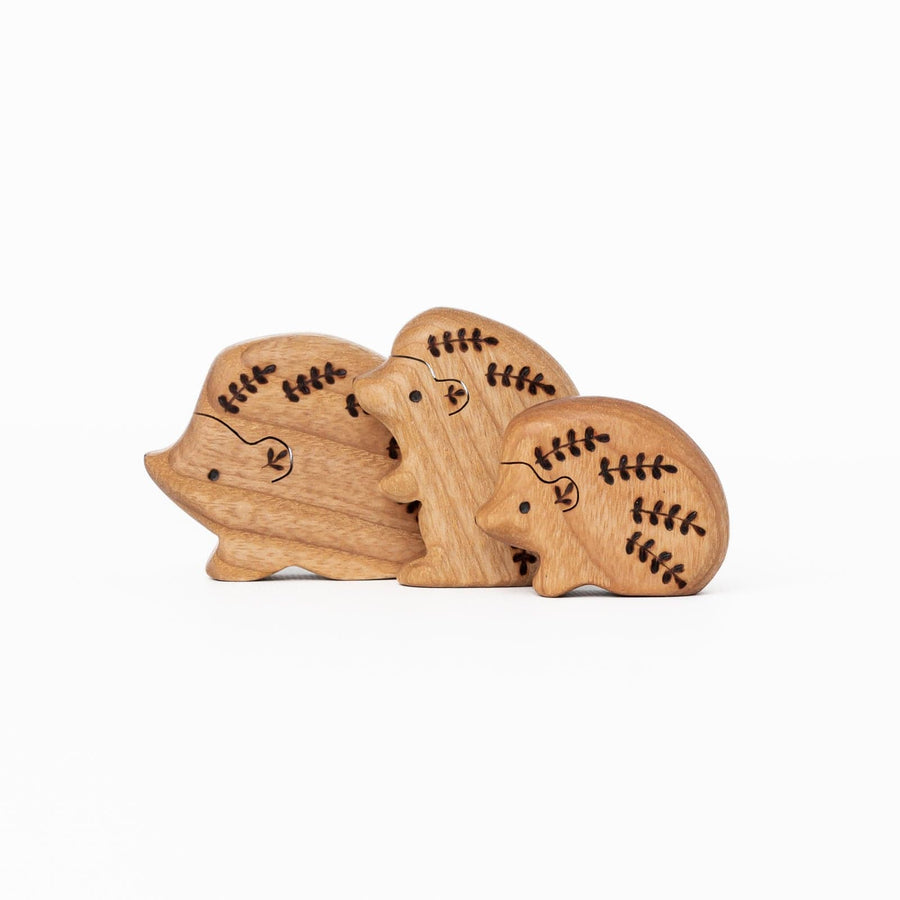 Tiny Fox Hole Wooden Animals Handmade Wooden Hedgehog Toy (set of 3)