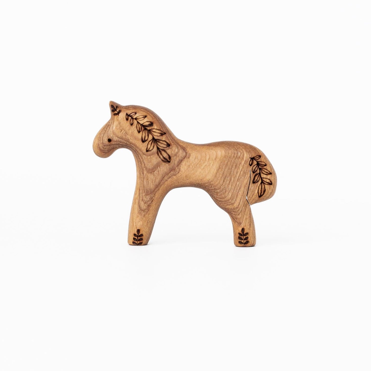 Tiny Fox Hole Wooden Animals Handmade Wooden Horse & Foal Toy Set