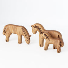 Tiny Fox Hole Wooden Animals Handmade Wooden Horse & Foal Toy Set