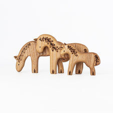 Tiny Fox Hole Wooden Animals Handmade Wooden Horse & Foal Toy Set