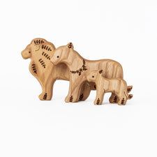 Tiny Fox Hole Wooden Animals Handmade Wooden Lion Toy (set of 3)