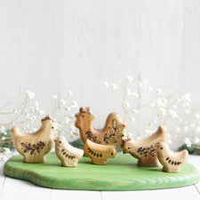 Tiny Fox Hole Wooden Animals Handmade Wooden Meadow Toy (Small World Play)
