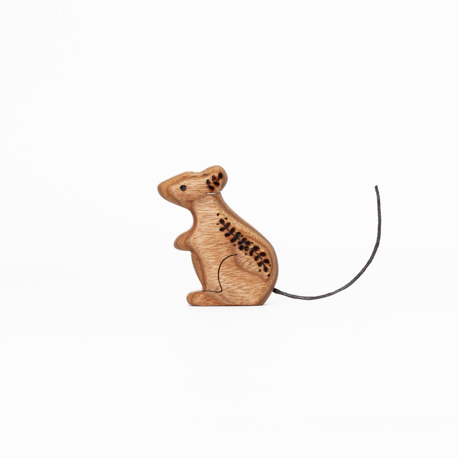 Tiny Fox Hole Wooden Animals Handmade Wooden Mouse Toy
