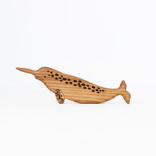 Tiny Fox Hole Wooden Toys Handmade Wooden Narwhal Family (Set of 2)