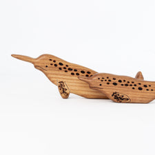 Tiny Fox Hole Wooden Toys Handmade Wooden Narwhal Family (Set of 2)