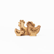 Tiny Fox Hole Wooden Animals Handmade Wooden Set of Chickens (set of 3)