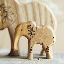 Tiny Fox Hole Wooden Animals Handmade Wooden Set of Elephants (set of 4)