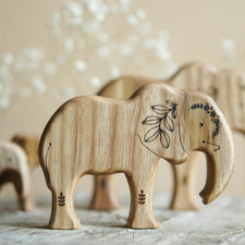 Tiny Fox Hole Wooden Animals Handmade Wooden Set of Elephants (set of 4)