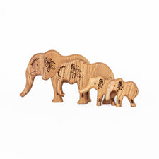 Tiny Fox Hole Wooden Animals Handmade Wooden Set of Elephants (set of 4)