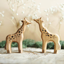 Tiny Fox Hole Wooden Animals Handmade Wooden Set of Giraffes (set of 4)