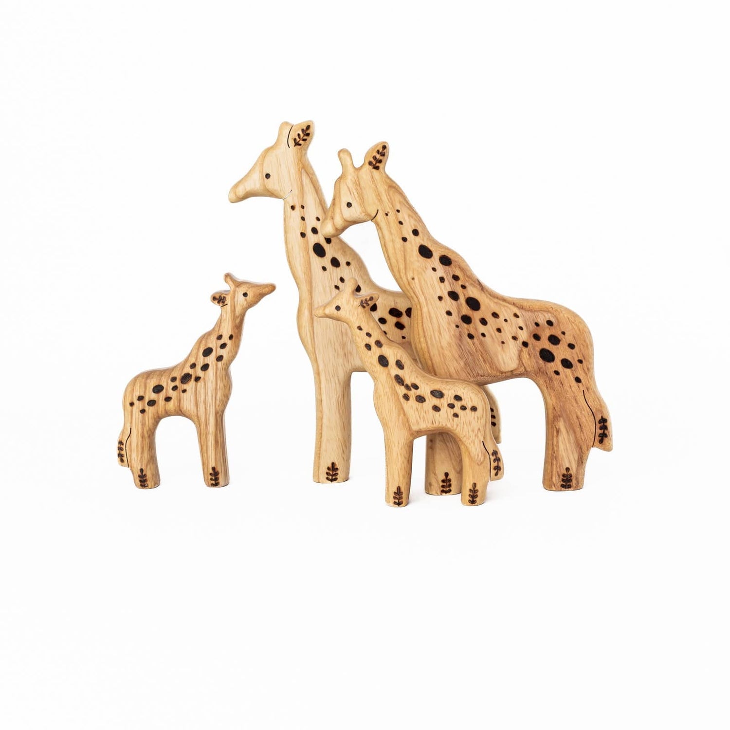 Tiny Fox Hole Wooden Animals Handmade Wooden Set of Giraffes (set of 4)