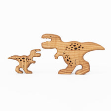 Tiny Fox Hole Wooden Animals Handmade Wooden Tyrannosaurus Rex Toy (set of 2)