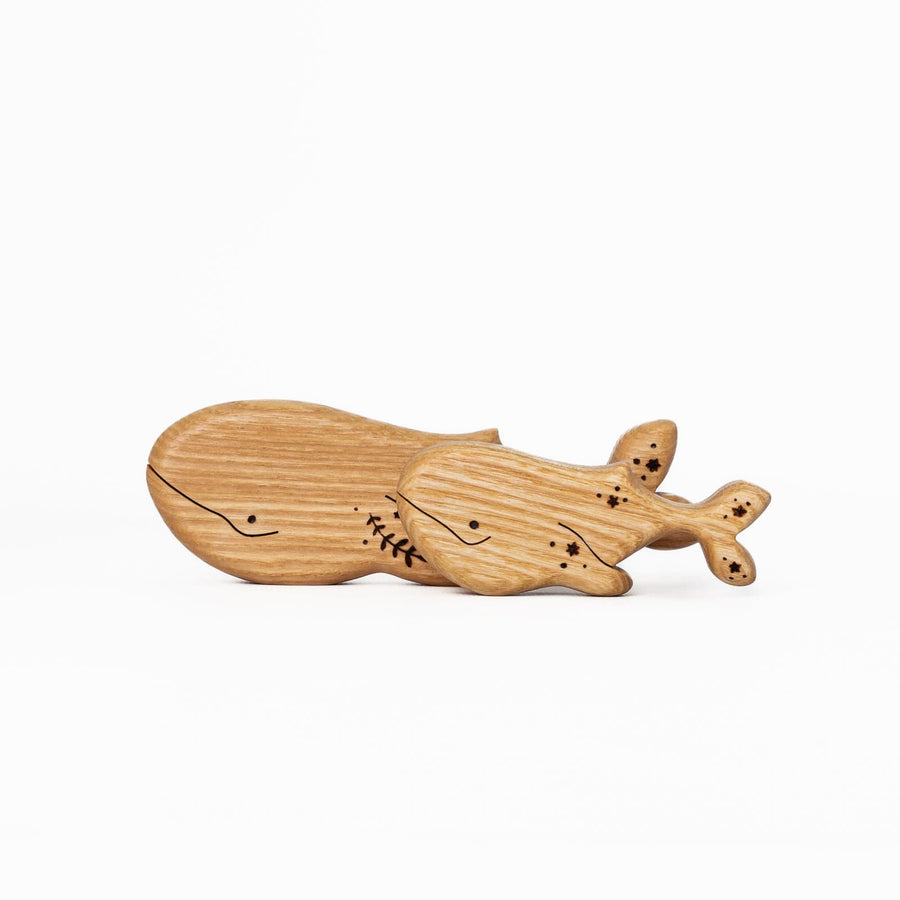 Tiny Fox Hole Wooden Animals Handmade Wooden Whale Toy (Set of 2)