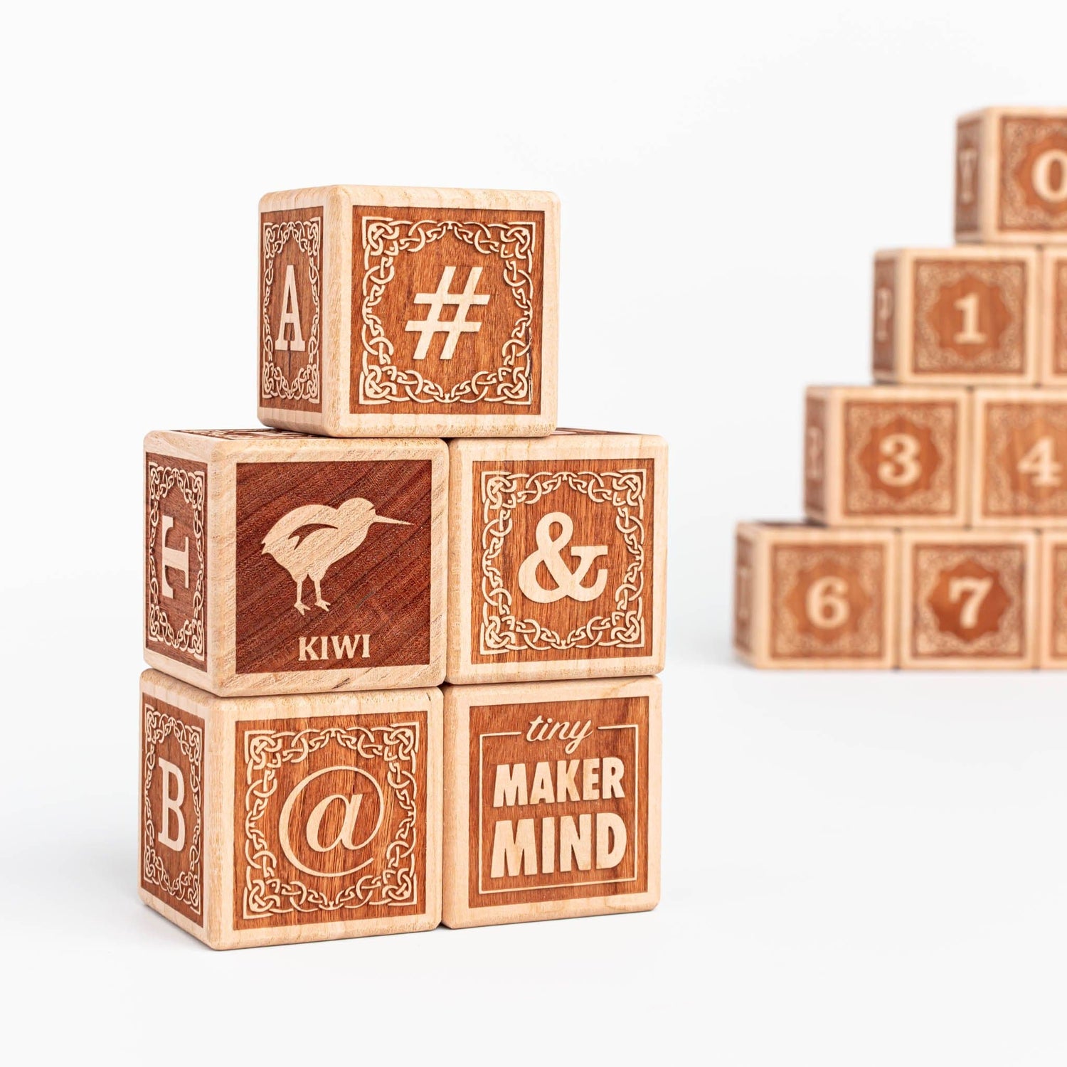 Tiny Maker Mind Building & Stacking Animal Alphabet Blocks (English - Set of 15)