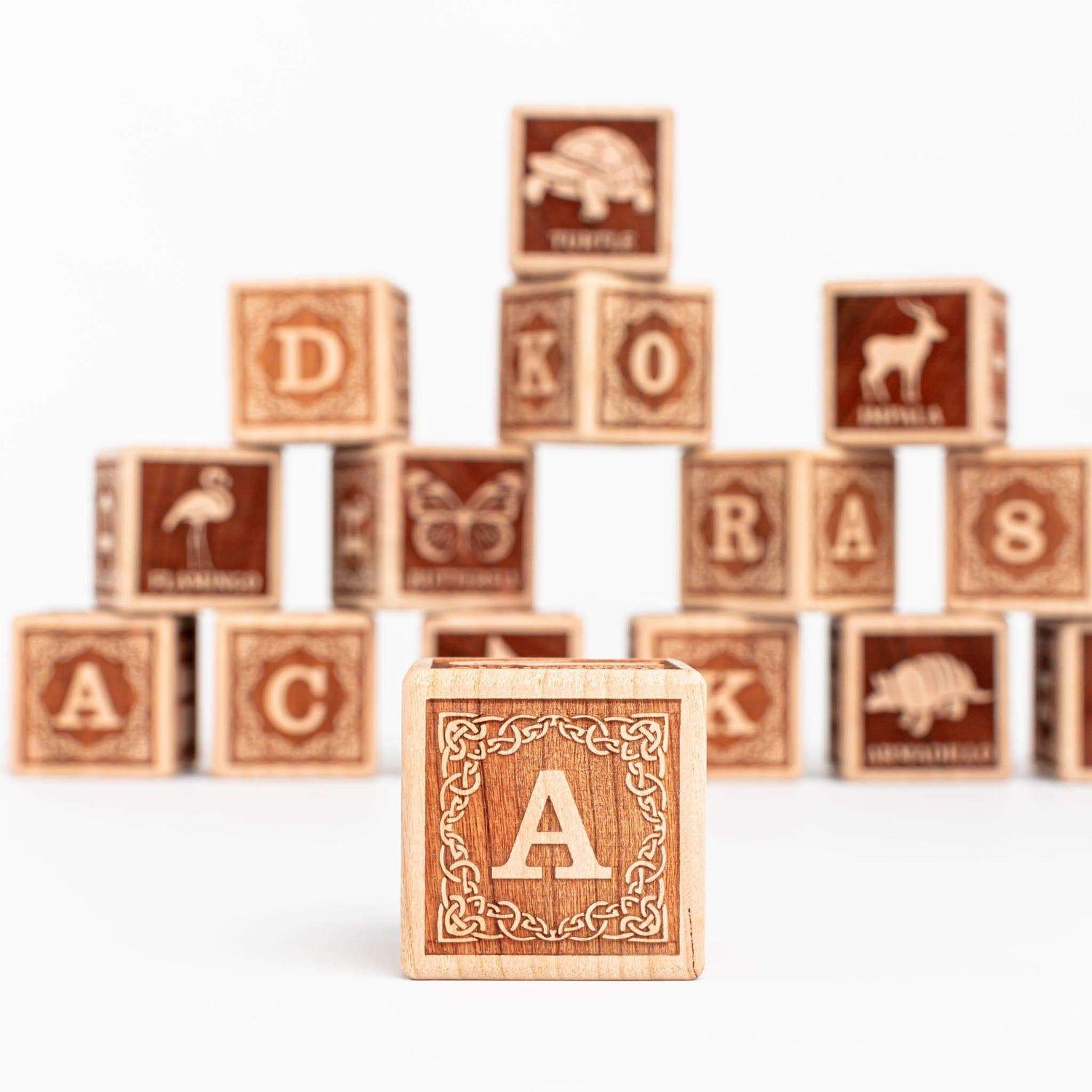 Tiny Maker Mind Building & Stacking Animal Alphabet Blocks (English - Set of 15)