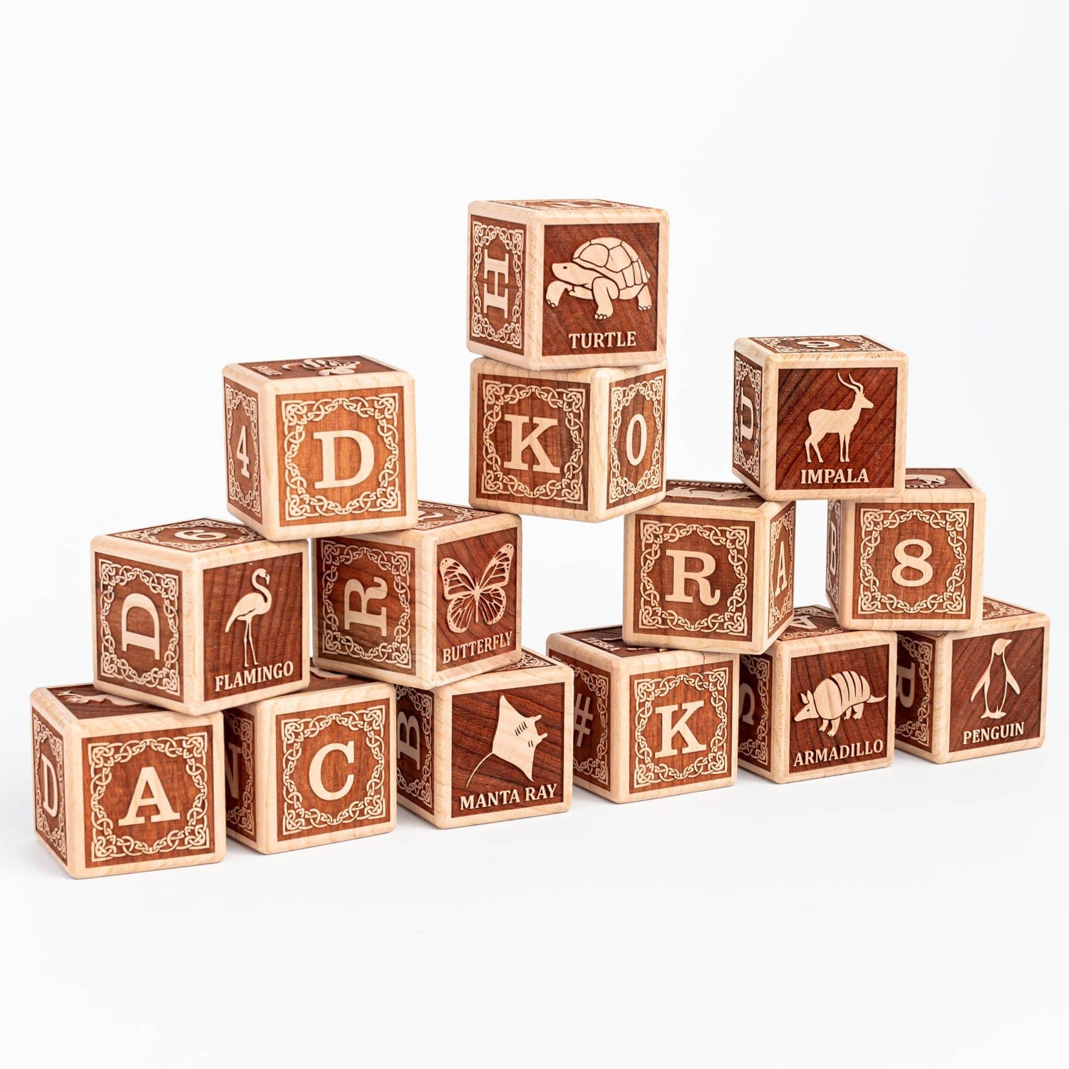 Tiny Maker Mind Building & Stacking Animal Alphabet Blocks (English - Set of 15)