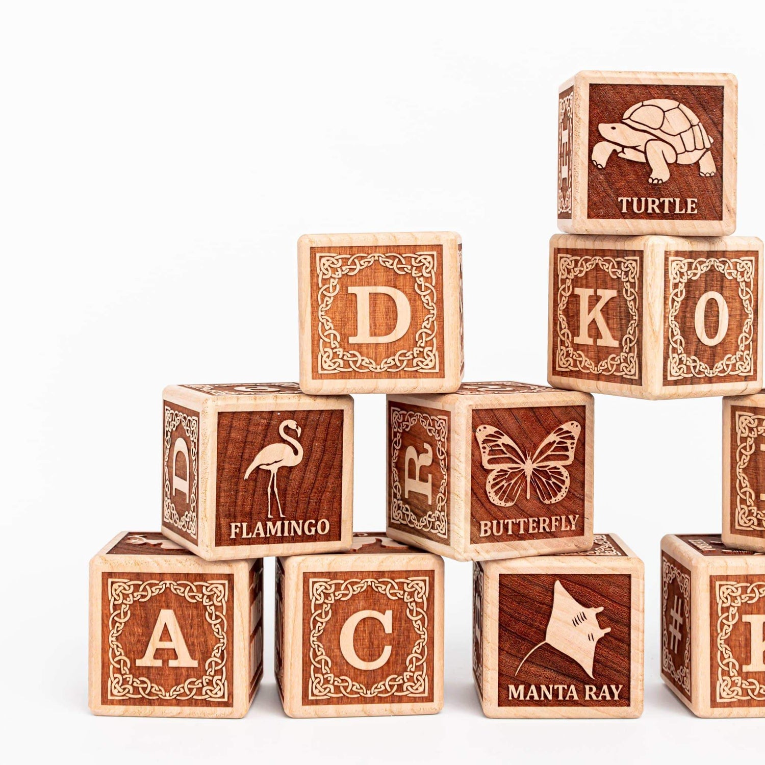 Tiny Maker Mind Building & Stacking Animal Alphabet Blocks (English - Set of 15)