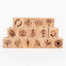 Tiny Maker Mind Building & Stacking Floral Alphabet Blocks (Set of 15)