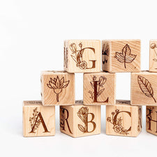 Tiny Maker Mind Building & Stacking Floral Alphabet Blocks (Set of 15)