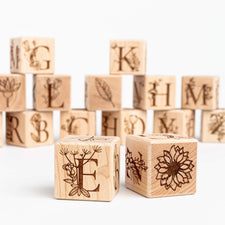 Tiny Maker Mind Building & Stacking Floral Alphabet Blocks (Set of 15)