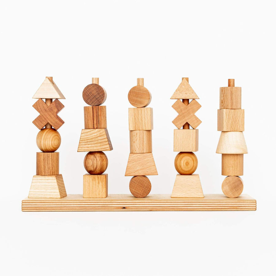 Wooden Story Building & Stacking Handmade Natural Stacking Toy