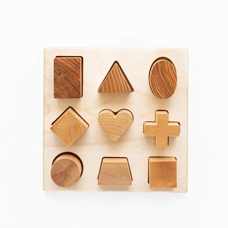 Wooden Story Building & Stacking Natural Shapes Puzzle Board
