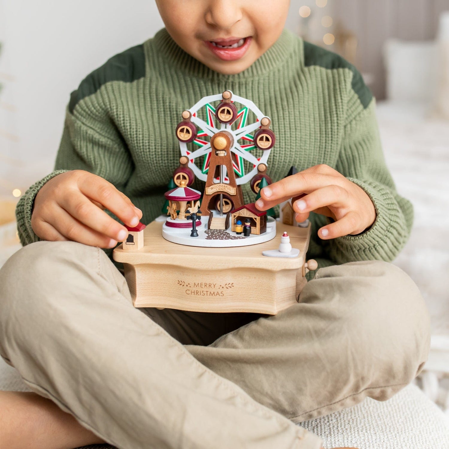 Wooden Christmas Carnival Market Music Box