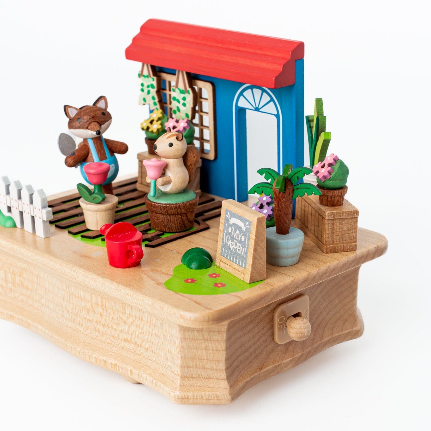 Wooderful Life Music Boxes Wooden Fox Garden Music Box Wooden Spring Train Music Box | Wooden Train Music Box