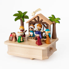 Wooderful Life Music Boxes Wooden Nativity Scene Music Box Wooden Western Train Music Box | Wooden Train Music Box