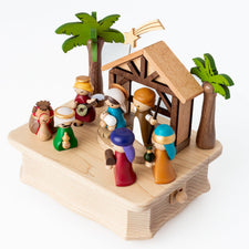 Wooderful Life Music Boxes Wooden Nativity Scene Music Box Wooden Western Train Music Box | Wooden Train Music Box