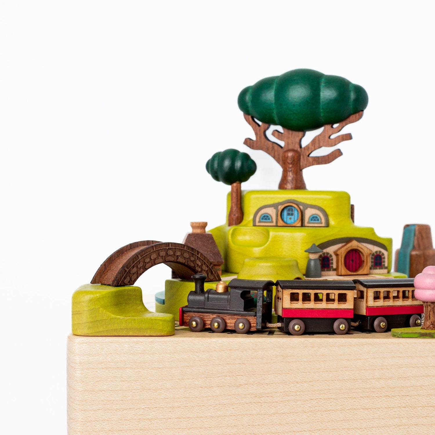 Wooderful Life Music Boxes Wooden Spring Train Music Box Wooden Spring Train Music Box | Wooden Train Music Box