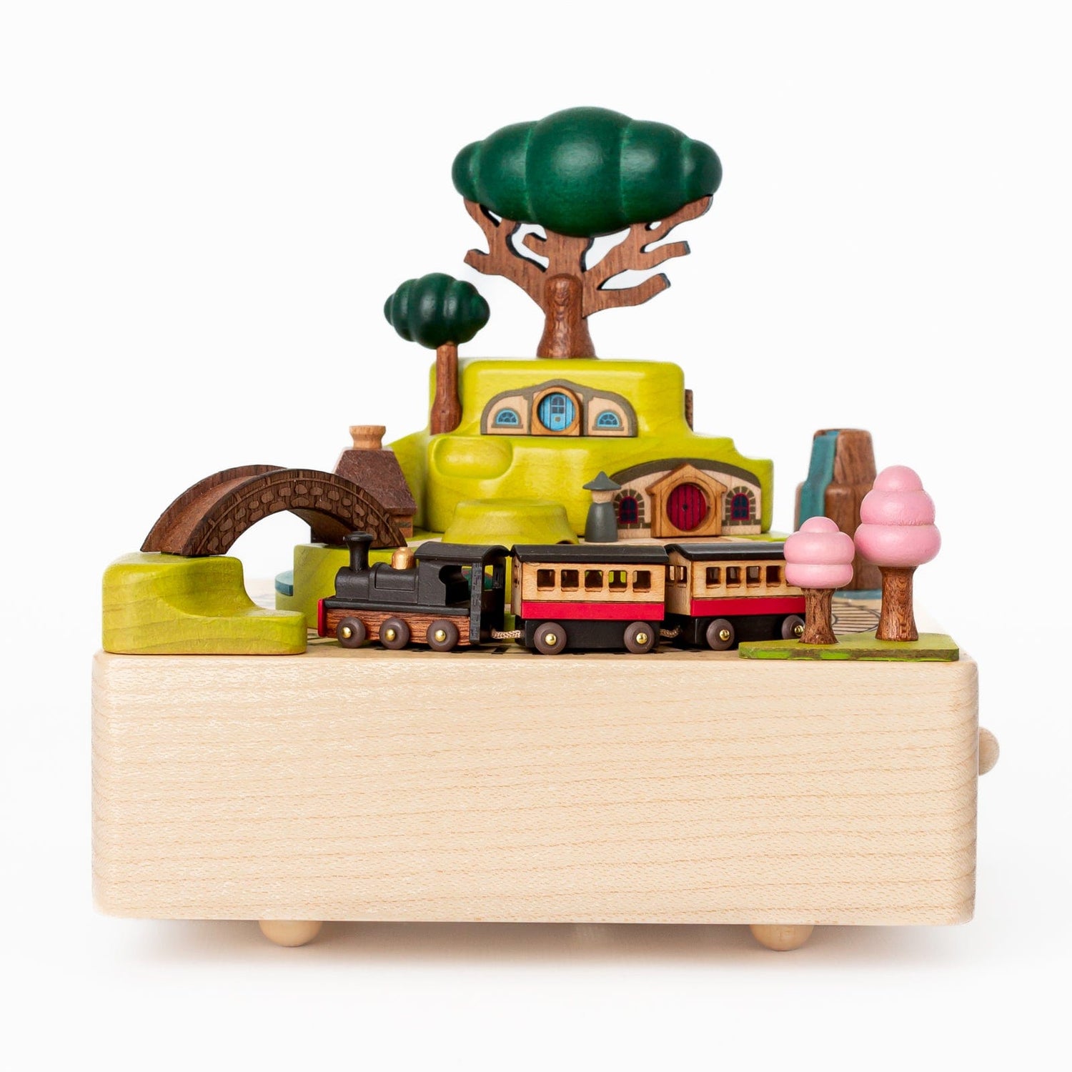 Wooderful Life Music Boxes Wooden Spring Train Music Box Wooden Spring Train Music Box | Wooden Train Music Box