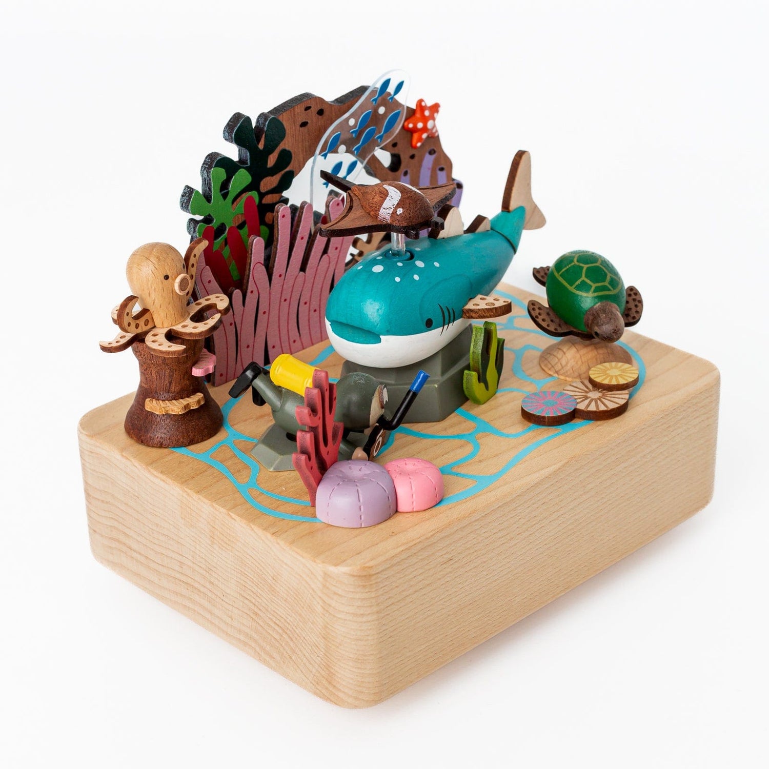 Wooderful Life Music Boxes Wooden Whale & Sea Friends Music Box Wooden Fox Gardener Music Box | Wooden Garden Music Box