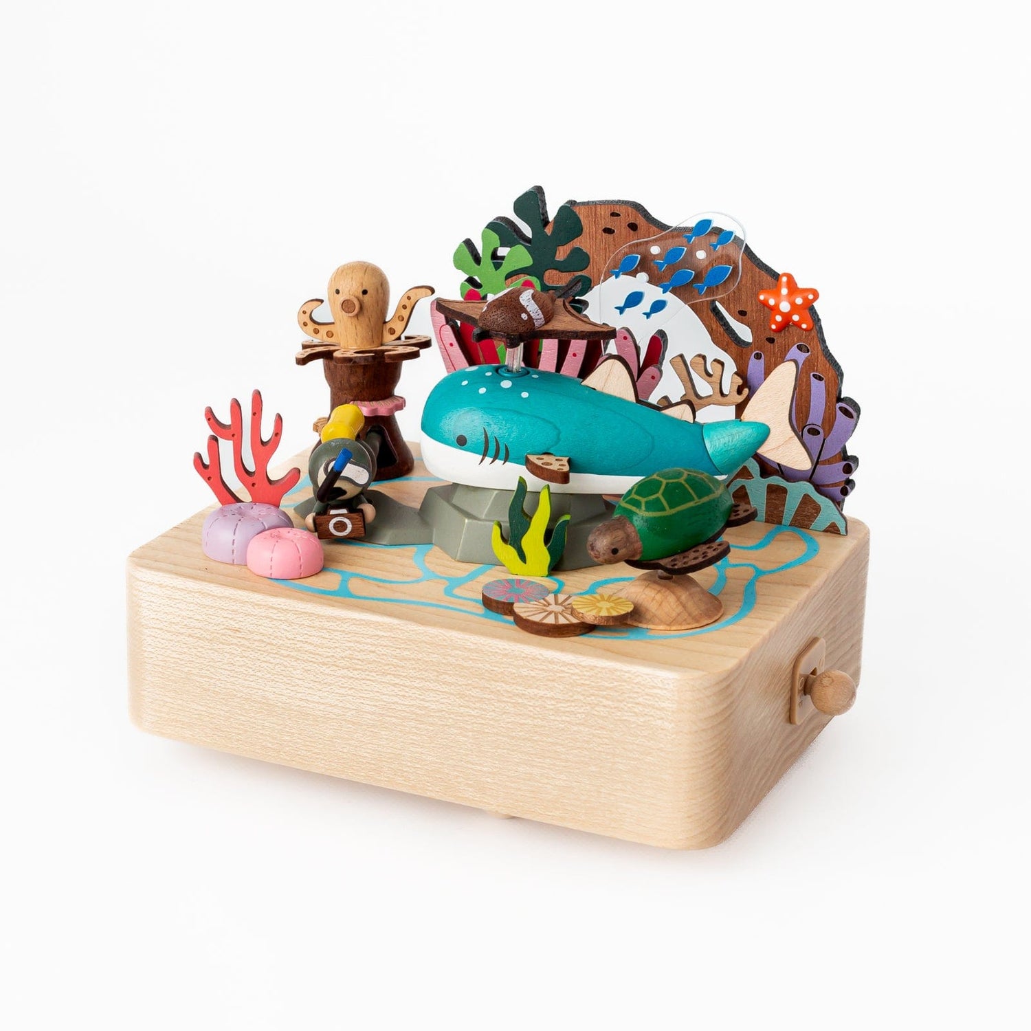 Wooderful Life Music Boxes Wooden Whale & Sea Friends Music Box Wooden Fox Gardener Music Box | Wooden Garden Music Box