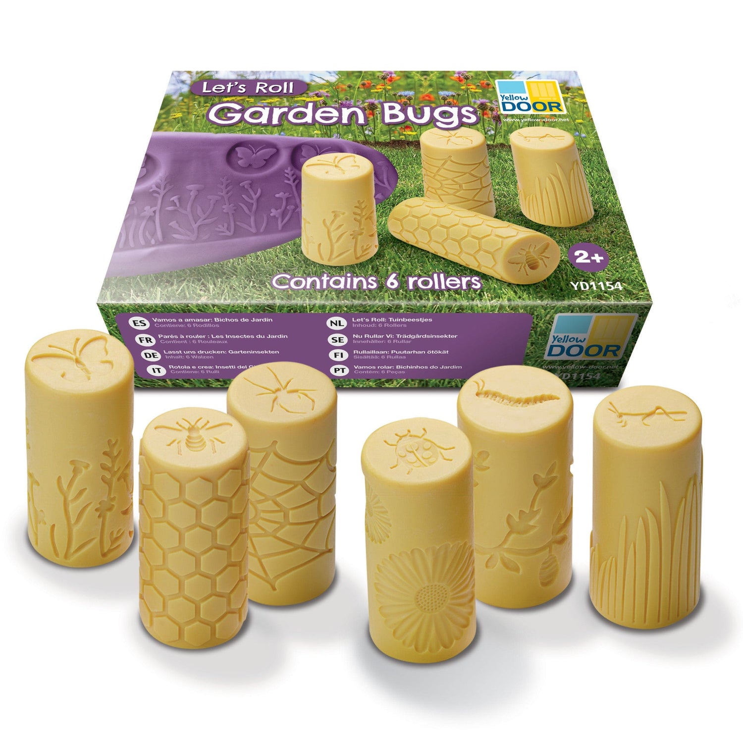 Yellow Door Sensory Play Play Dough Roller & Stamper - Garden Bugs (6 pack)